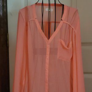 Coral Top, size Med, long sleeve woman's blouse